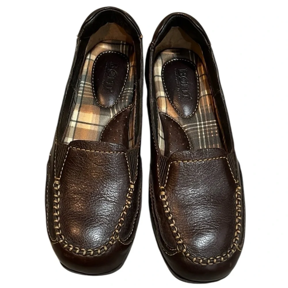 BORN DIEZ CUSHIONED LEATHER  LOAFERS MAHOGANY BROWN SIZE 7